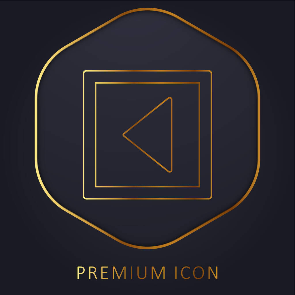 Zpět Trojúhelníkové šipkové čtvercové tlačítko Obrys zlatá čára prémie logo nebo ikona - Vektor, obrázek