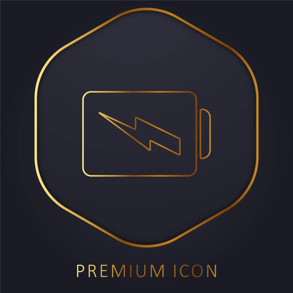 Logotipo o icono premium de línea dorada de símbolo cargado con batería - Vector, imagen