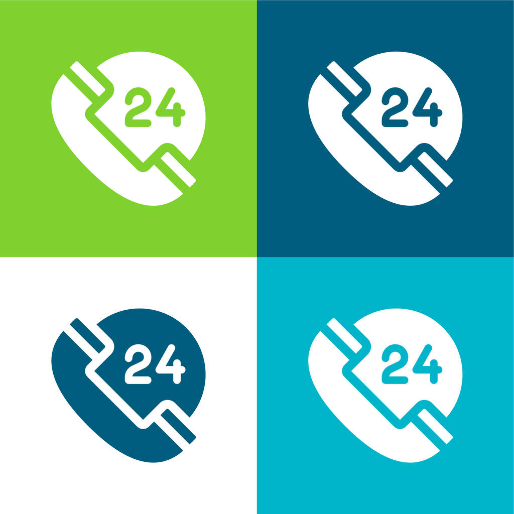 24 Ore piatto quattro colori set icona minima - Vettoriali, immagini