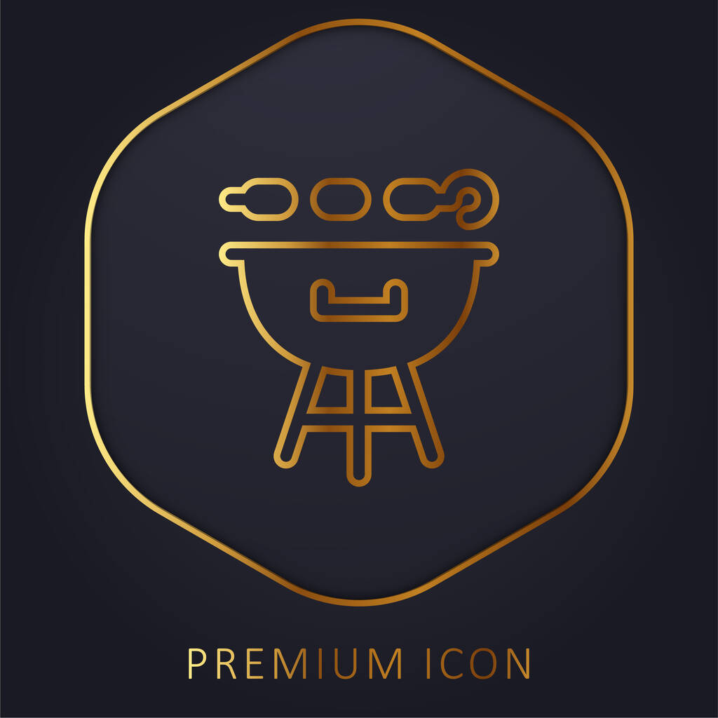 BBQ Grill ligne d'or logo premium ou icône - Vecteur, image