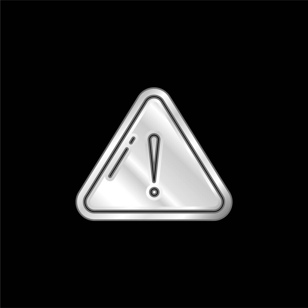 Alerta prata banhado ícone metálico - Vetor, Imagem