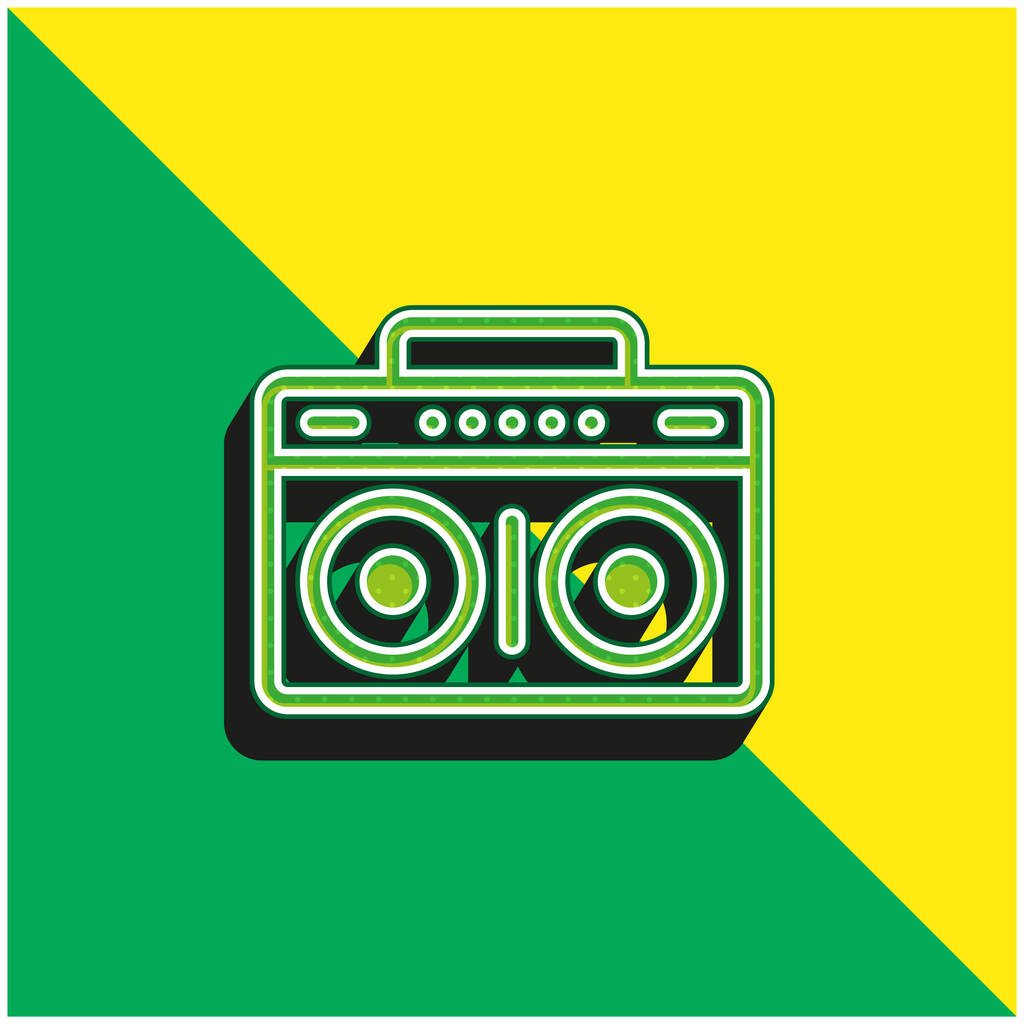 Boombox Logo icona vettoriale 3d moderna verde e gialla - Vettoriali, immagini