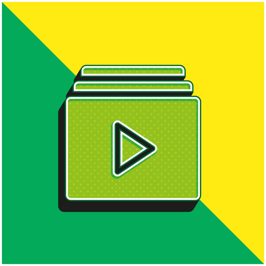 Álbum verde y amarillo moderno vector 3d icono del logotipo - Vector, Imagen