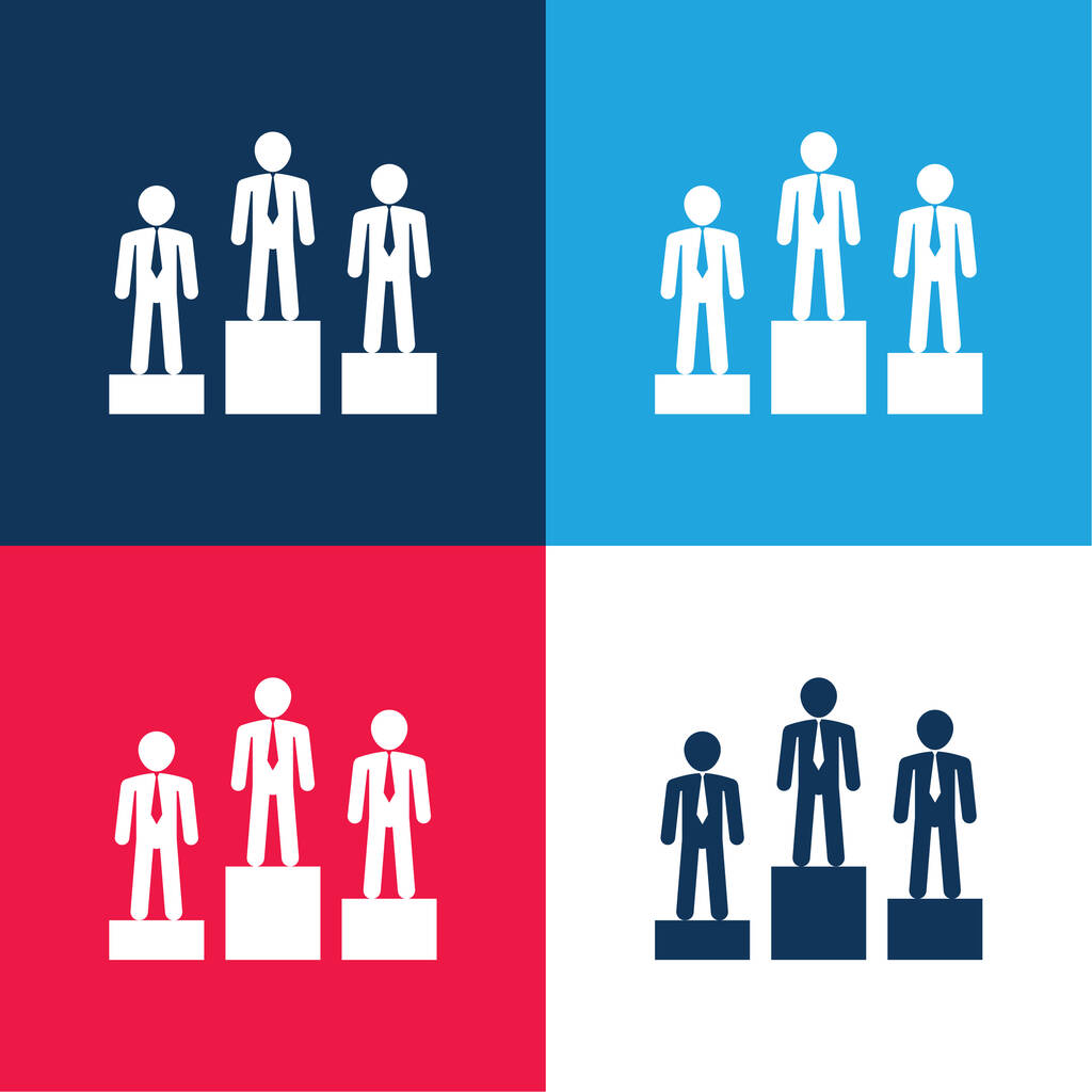 Melhor Equipe Empresário de três azul e vermelho quatro cores conjunto de ícones mínimos - Vetor, Imagem