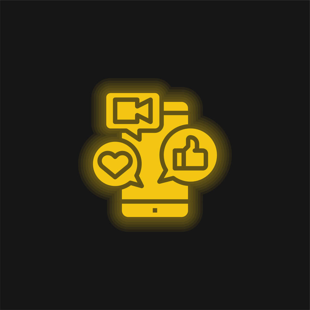 Приложение желтый светящийся неоновый значок - Вектор,изображение