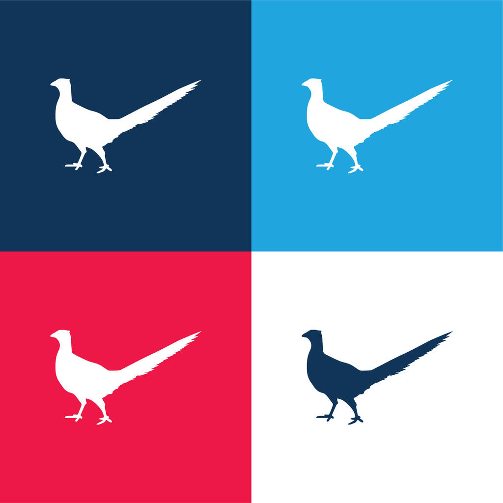 Pták Sedlák Tvar zvířat modrá a červená čtyři barvy minimální ikona sada - Vektor, obrázek