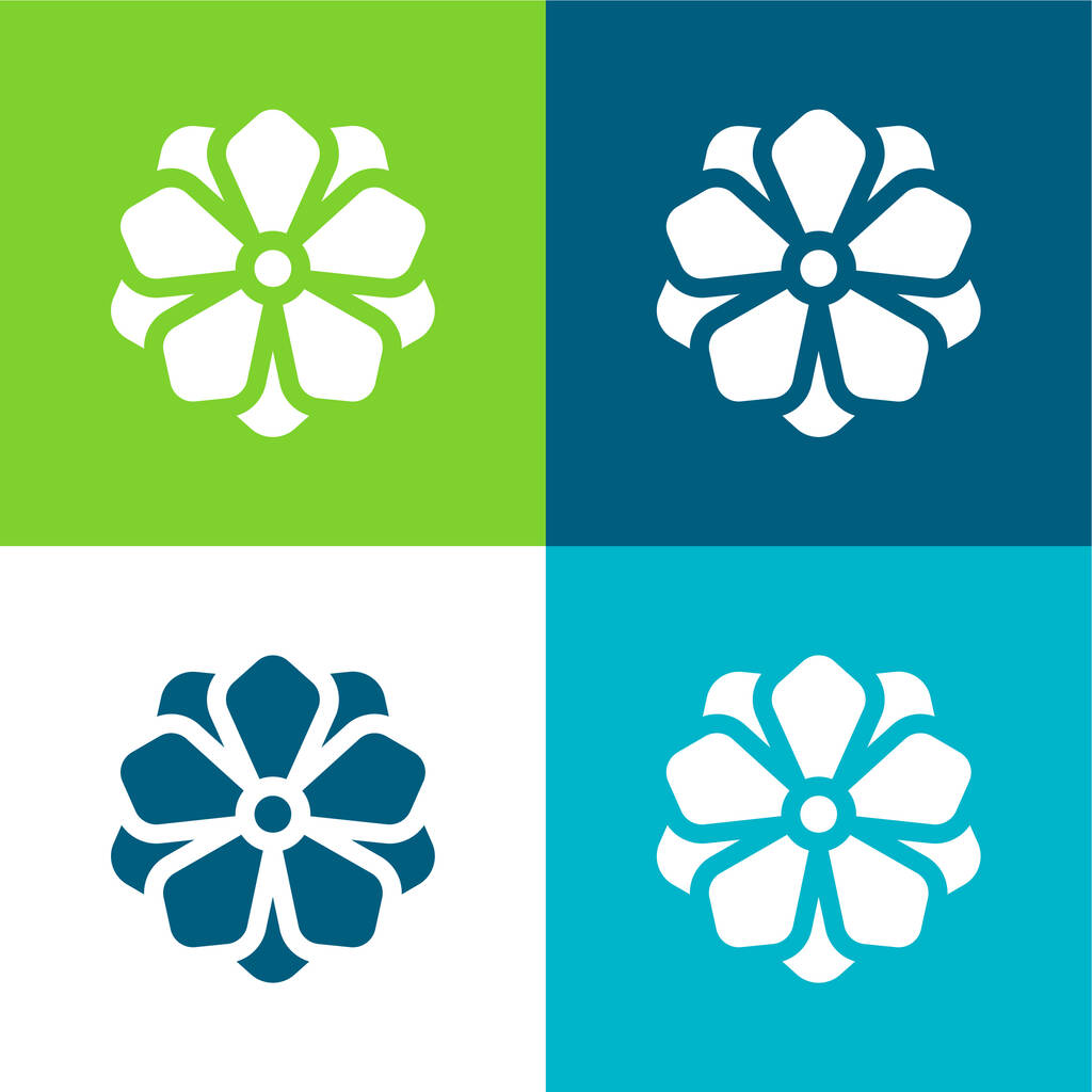 Anemone Flat négy szín minimális ikon készlet - Vektor, kép