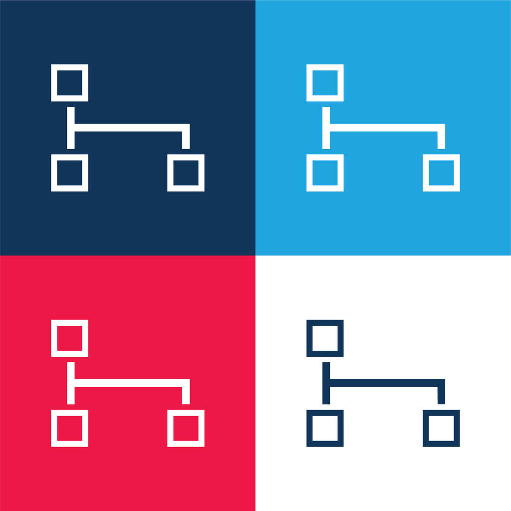 Schema a blocchi di quadrati blu e rosso set di icone minime a quattro colori - Vettoriali, immagini