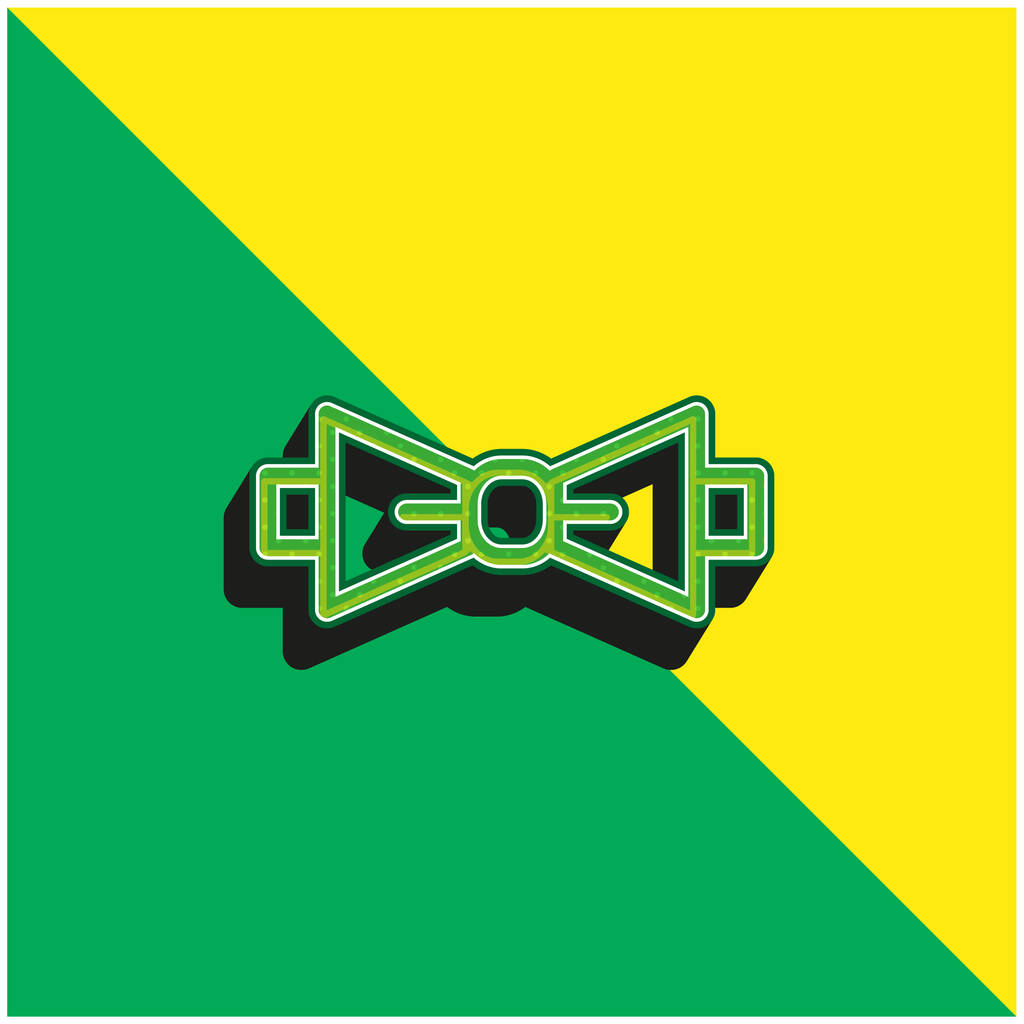 Bow Tie verde y amarillo moderno vector 3d icono del logotipo - Vector, Imagen