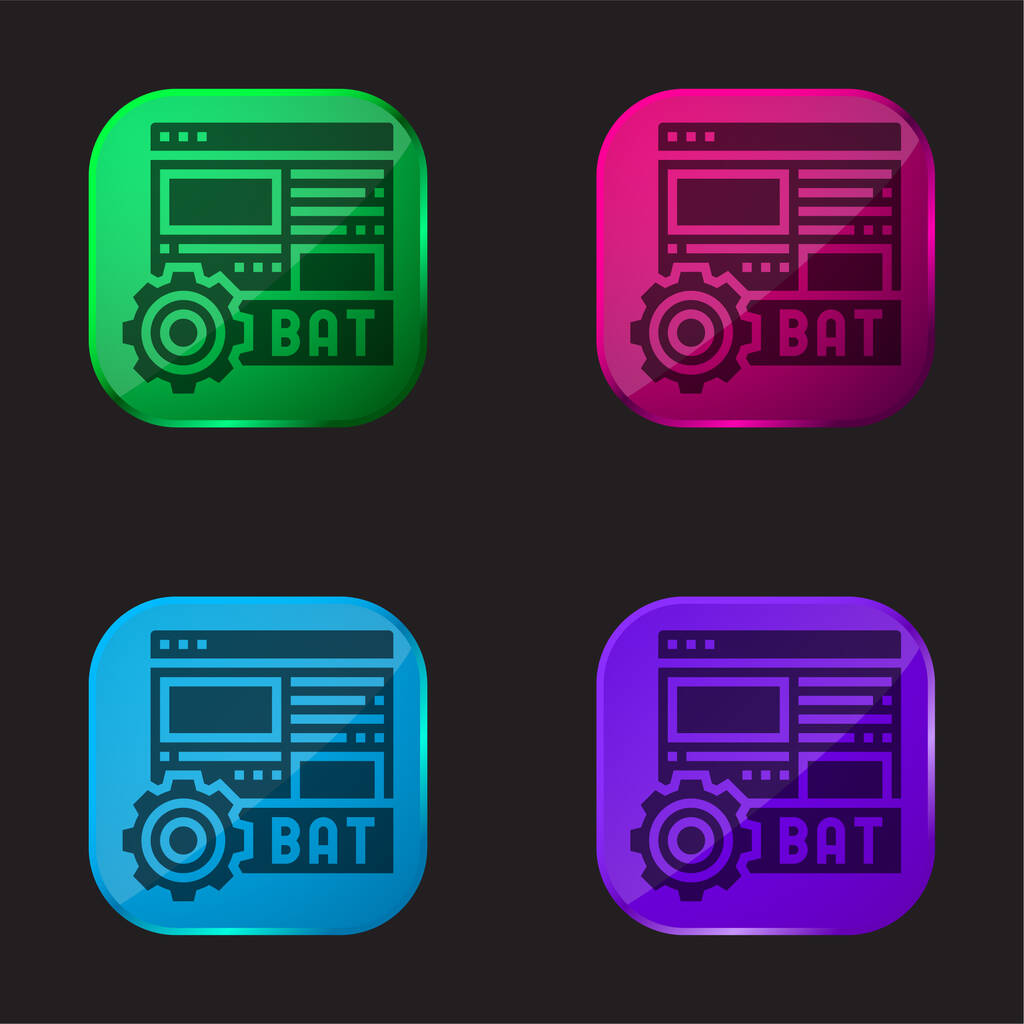 Batch four color glass button icon - Vector, Image