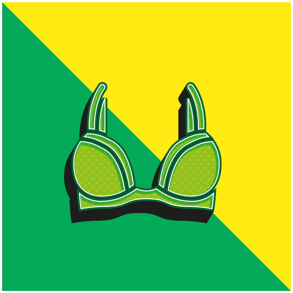 Brassiere Vihreä ja keltainen moderni 3d vektori kuvake logo - Vektori, kuva