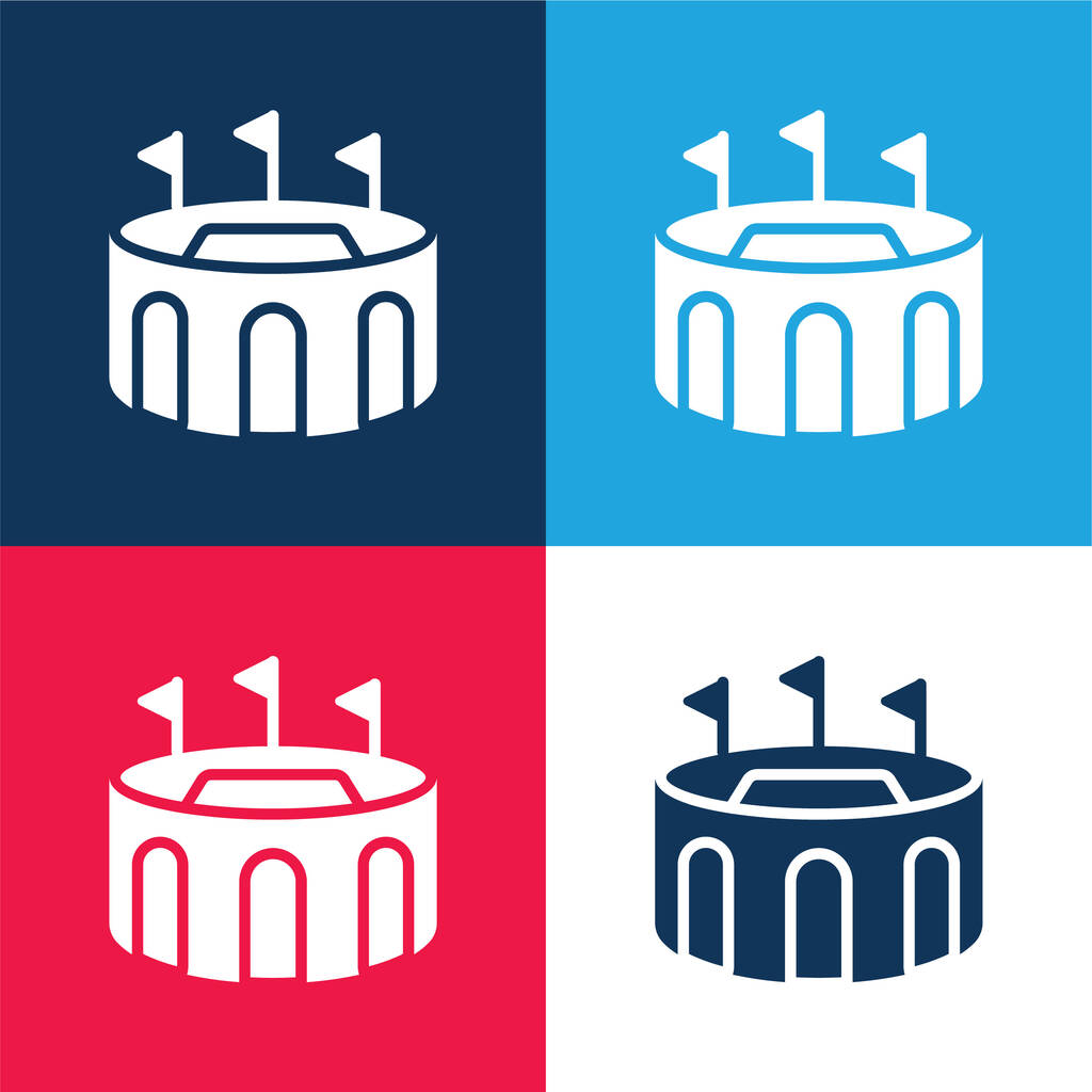 Arena blau und rot vier Farben minimales Symbol-Set - Vektor, Bild