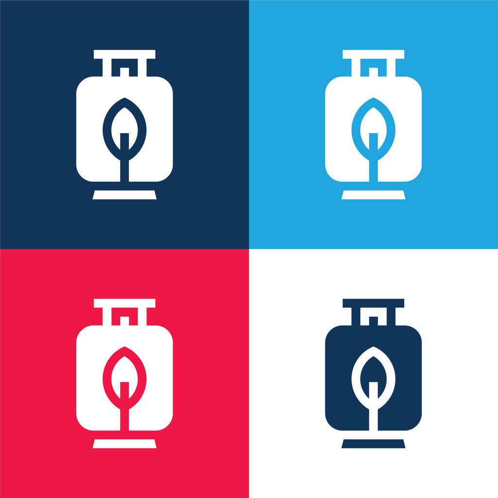 Biogas青と赤の4色の最小アイコンセット - ベクター画像