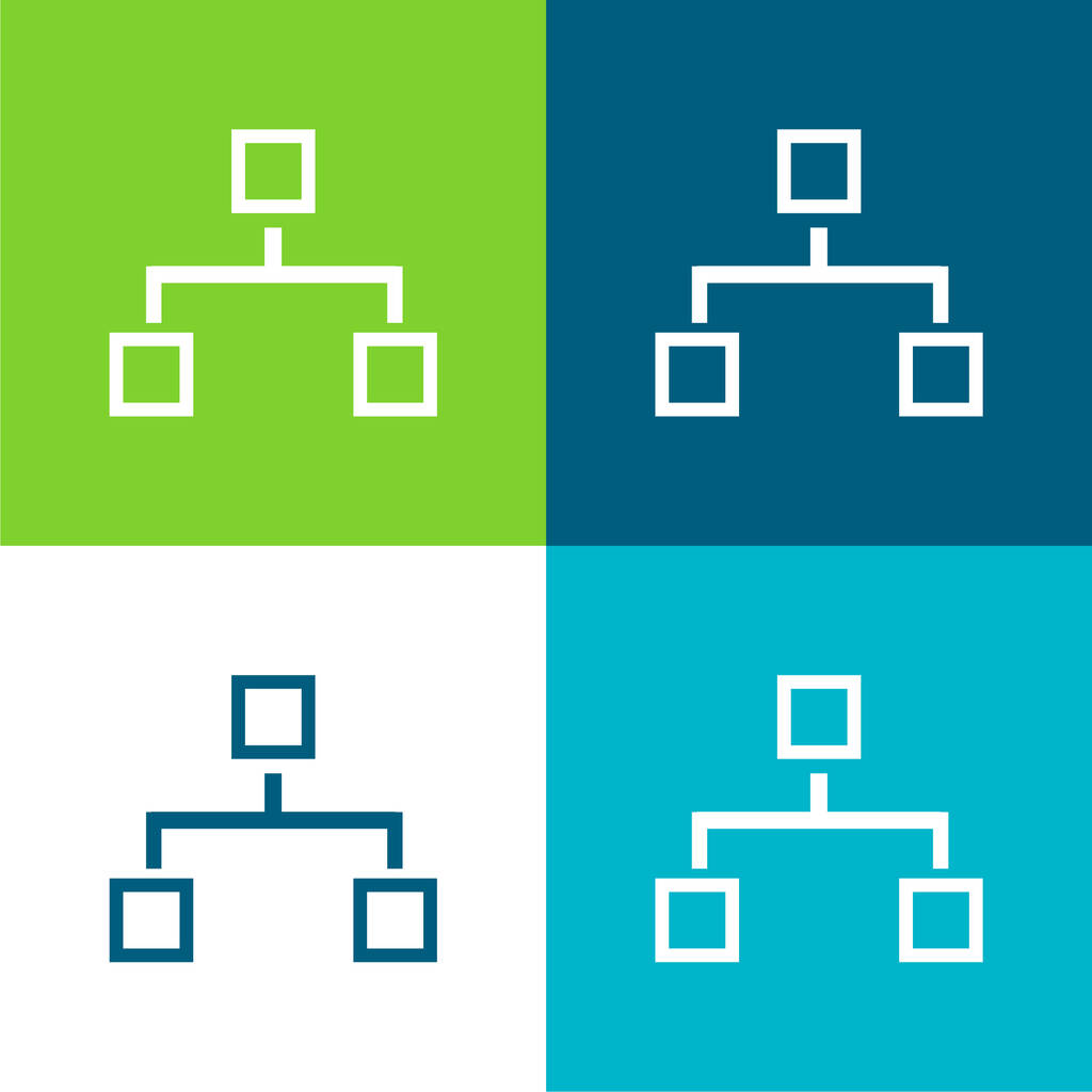 Blocos esquema gráfico plano de quatro cores conjunto de ícones mínimos - Vetor, Imagem