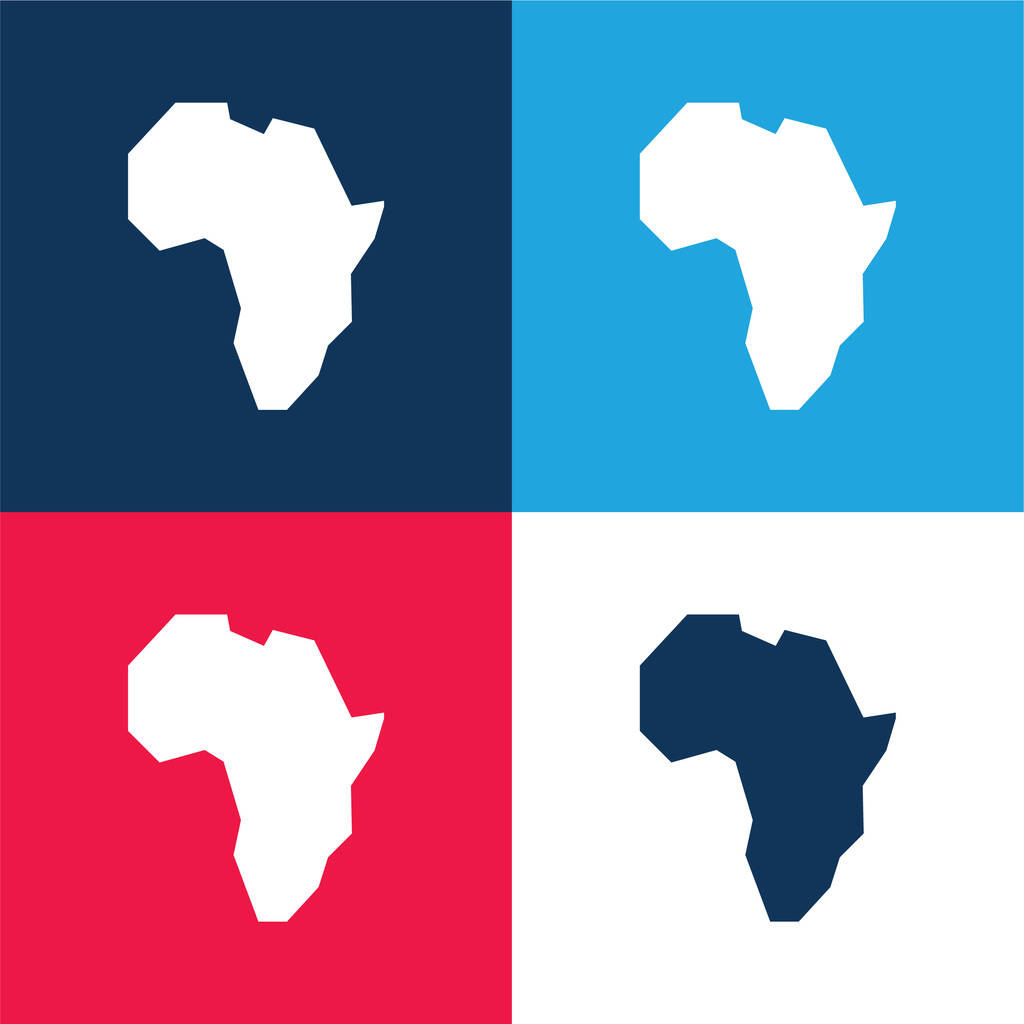 Αφρική μπλε και κόκκινο σύνολο τεσσάρων χρωμάτων ελάχιστη εικονίδιο - Διάνυσμα, εικόνα