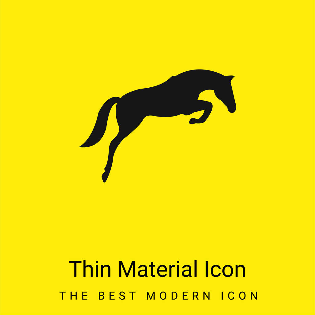 Black Jumping Horse With Face Looking To The Ground minimální jasně žlutý materiál ikona - Vektor, obrázek