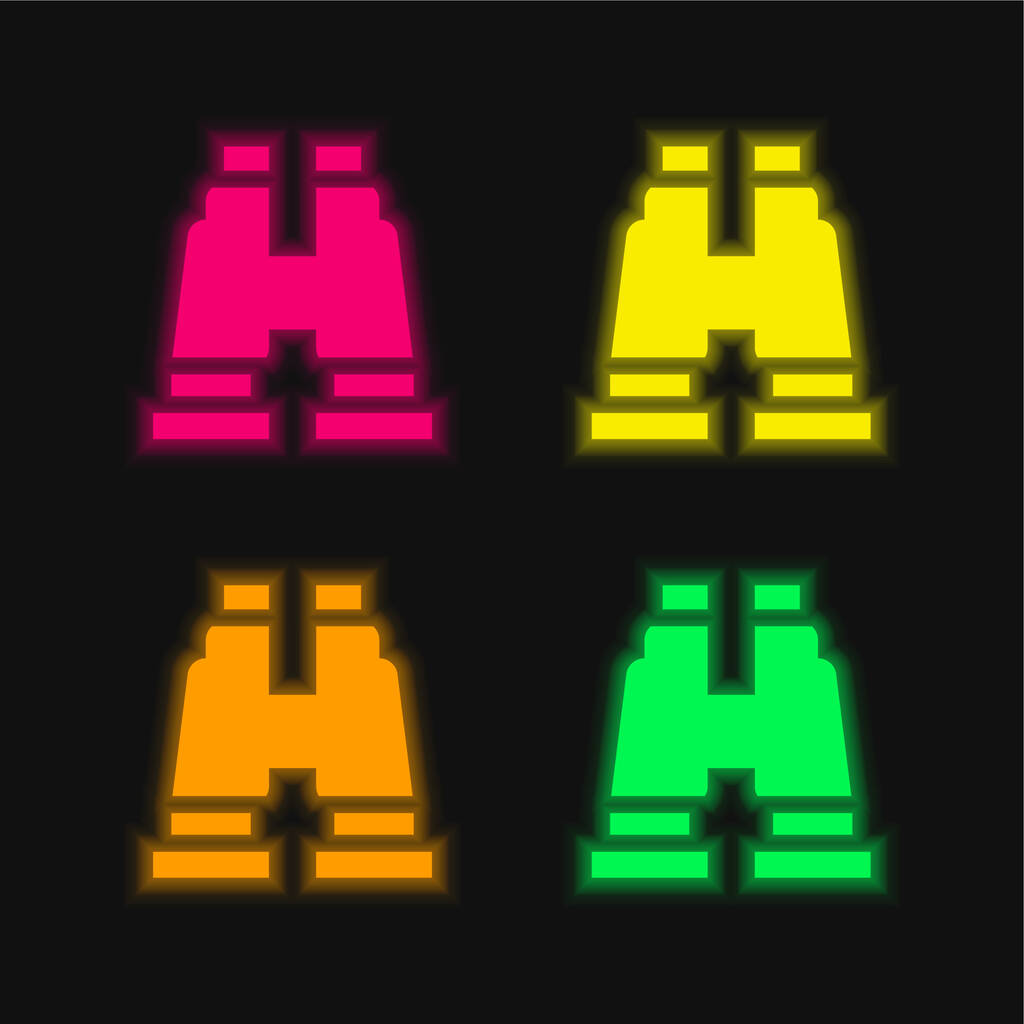 Κυάλια τέσσερα χρώματα λαμπερό νέον διάνυσμα εικονίδιο - Διάνυσμα, εικόνα