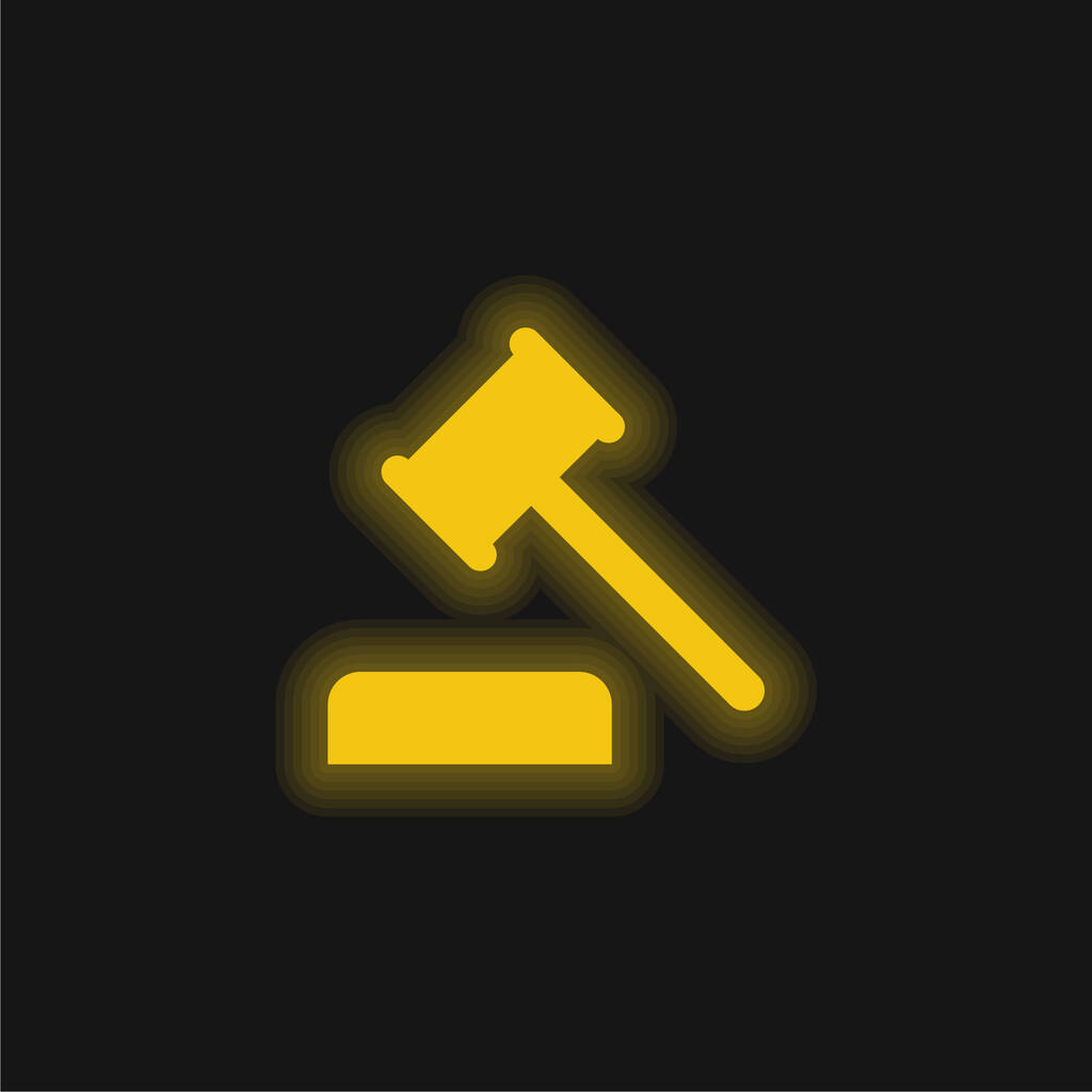 Leilão amarelo brilhante ícone de néon - Vetor, Imagem