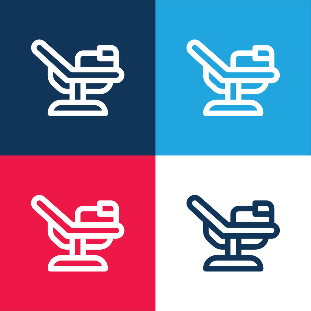 Cama de nacimiento azul y rojo conjunto de iconos mínimo de cuatro colores - Vector, imagen