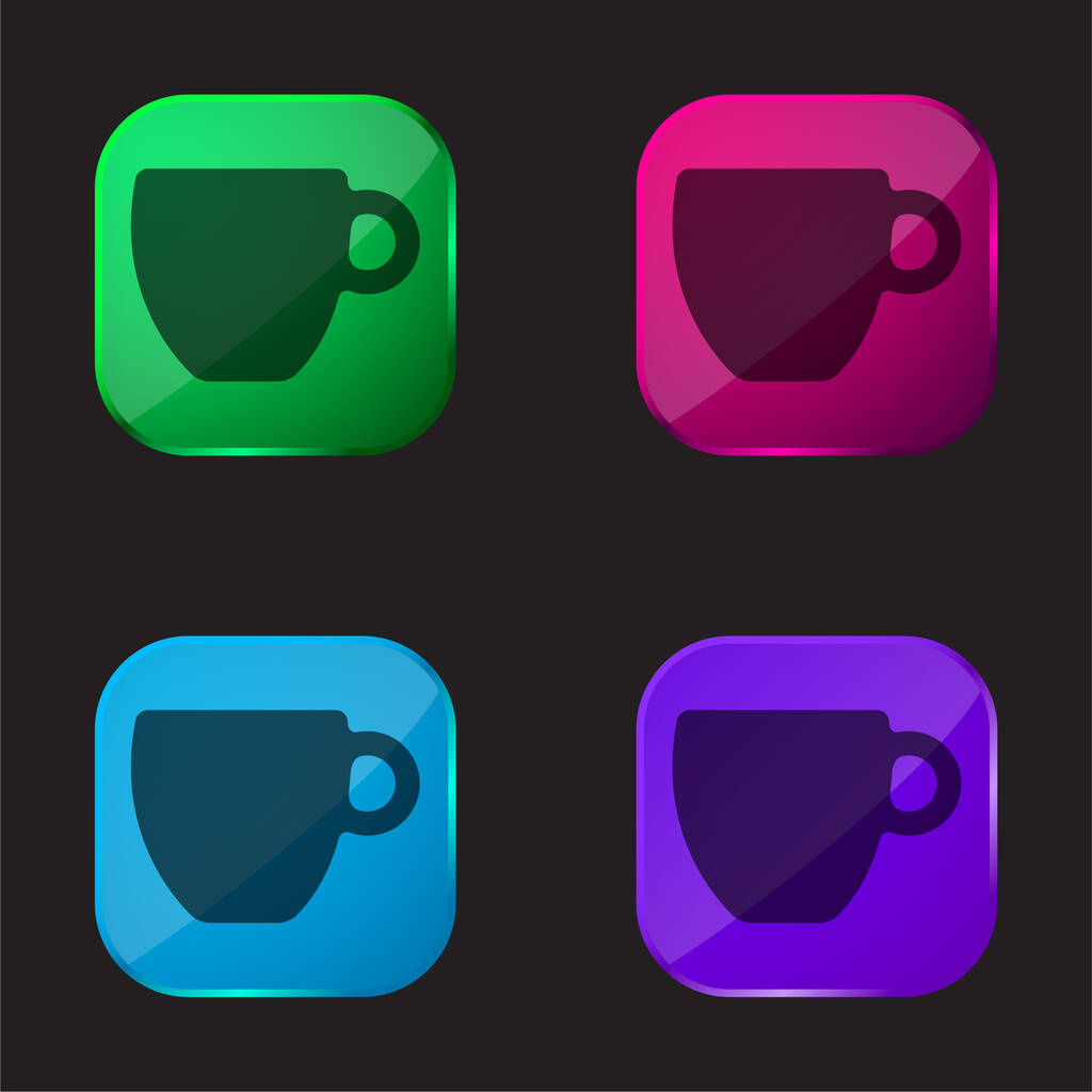Czarny kubek kawy cztery kolor szklany przycisk ikona - Wektor, obraz