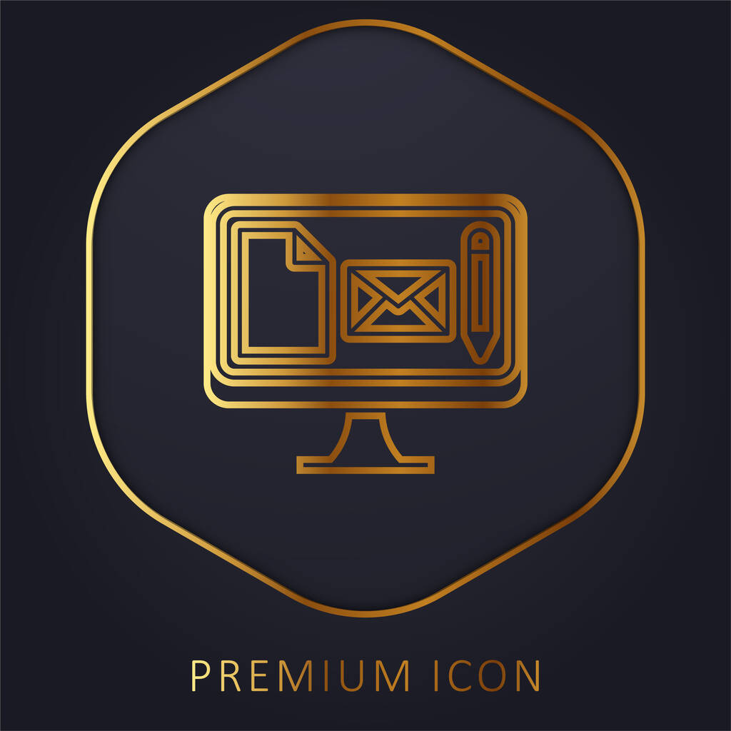 Marcare a caldo linea dorata logo o icona premium - Vettoriali, immagini