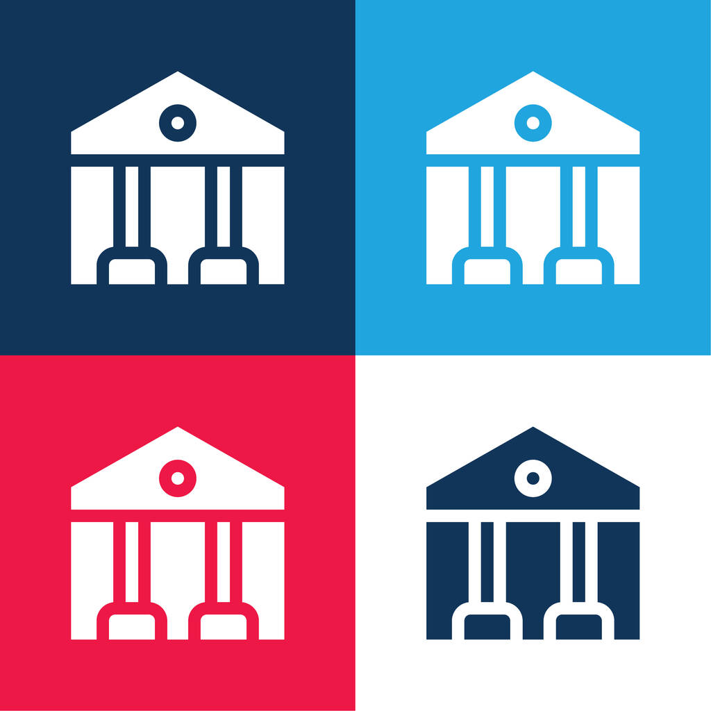 Ensemble d'icônes minimum quatre couleurs bleu et rouge Banque - Vecteur, image