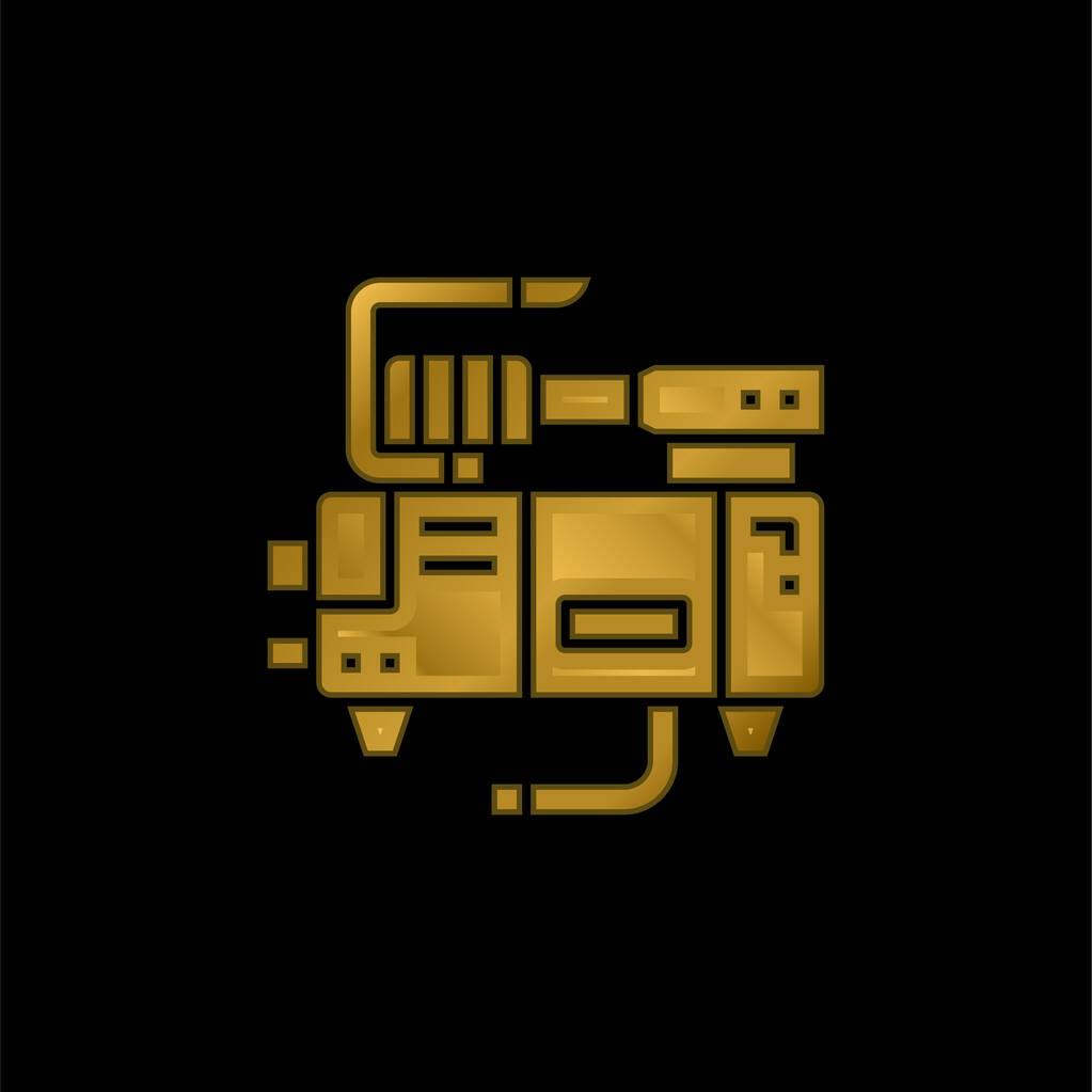 Bomba de aire chapado en oro icono metálico o vector de logotipo - Vector, Imagen