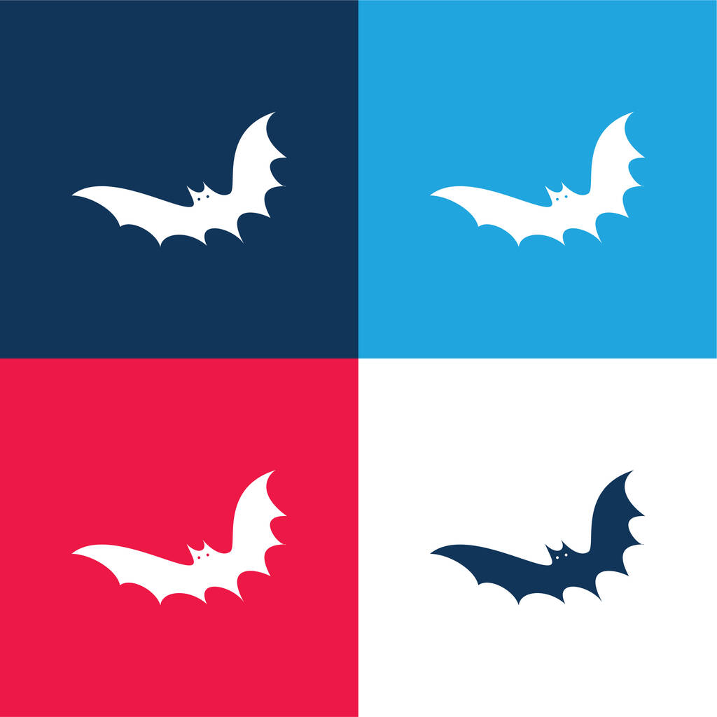 Νυχτερίδα μπλε και κόκκινο τεσσάρων χρωμάτων ελάχιστο σύνολο εικονιδίων - Διάνυσμα, εικόνα
