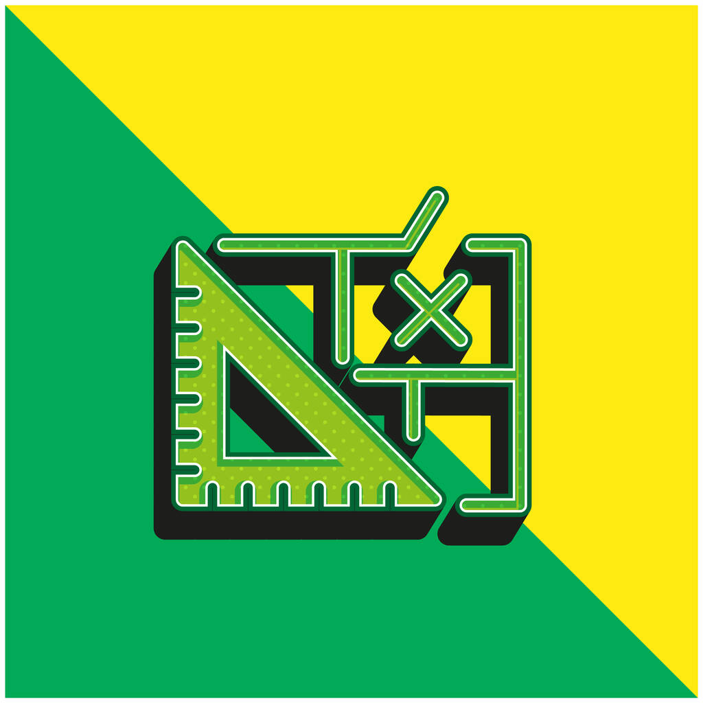 Blueprint Logo vectoriel 3D moderne vert et jaune - Vecteur, image