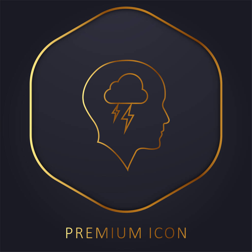 Лысая голова с логотипом или иконой золотой линии Cloud And Storm - Вектор,изображение