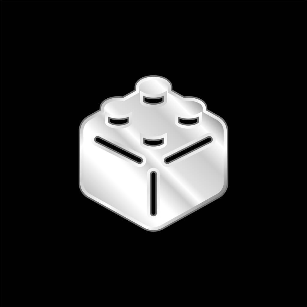 Blok verzilverd metalen icoon - Vector, afbeelding