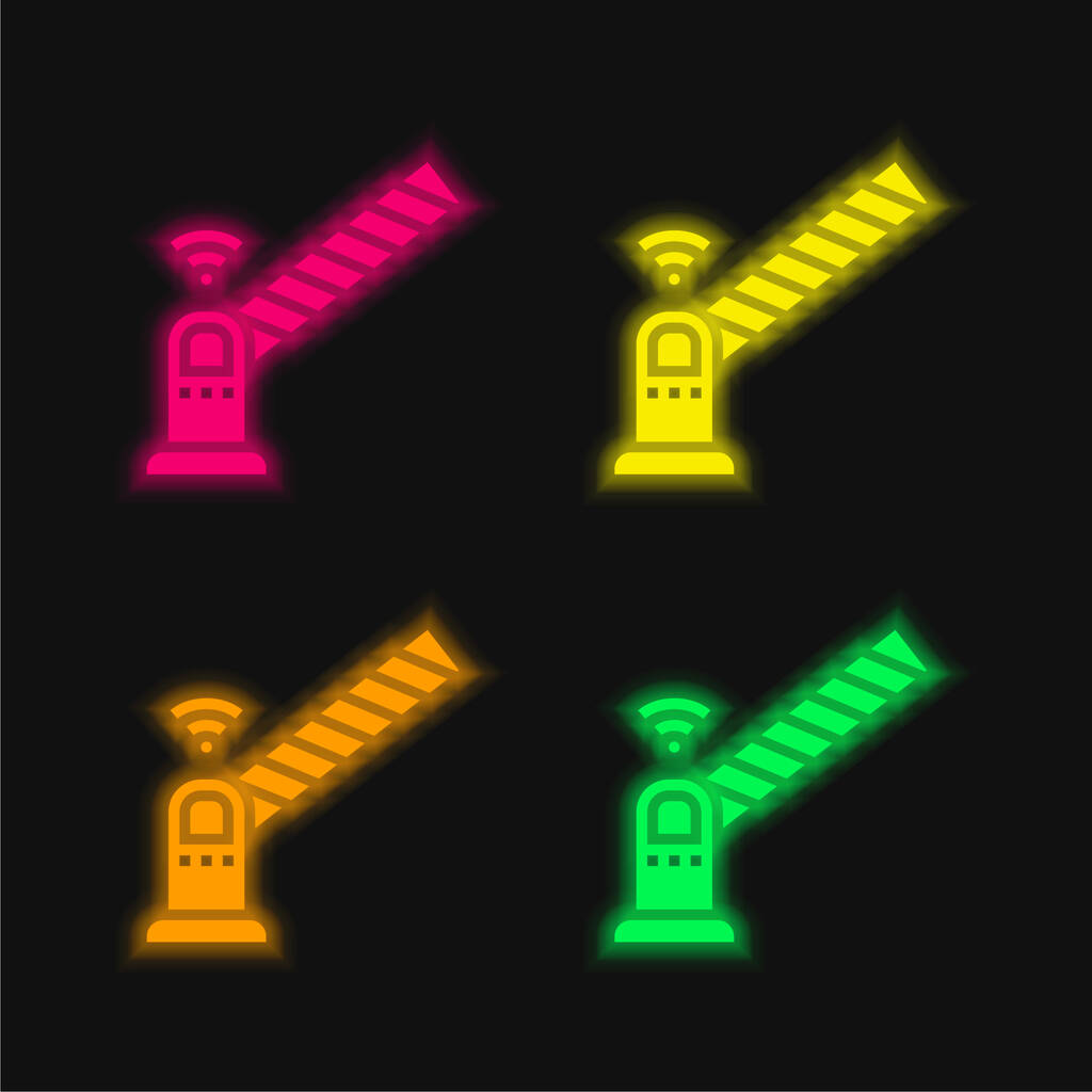 Barrera de cuatro colores brillante icono de vectores de neón - Vector, Imagen