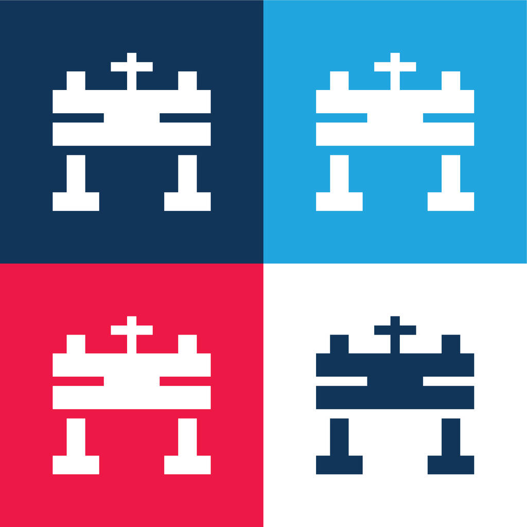 Ensemble d'icônes minime quatre couleurs bleu autel et rouge - Vecteur, image