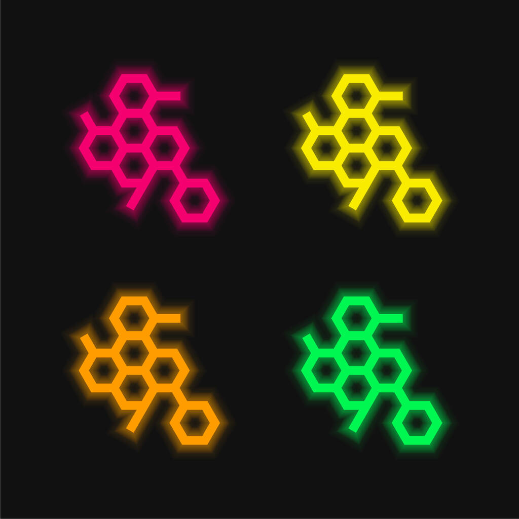 Biologie čtyři barvy zářící neonový vektor ikona - Vektor, obrázek