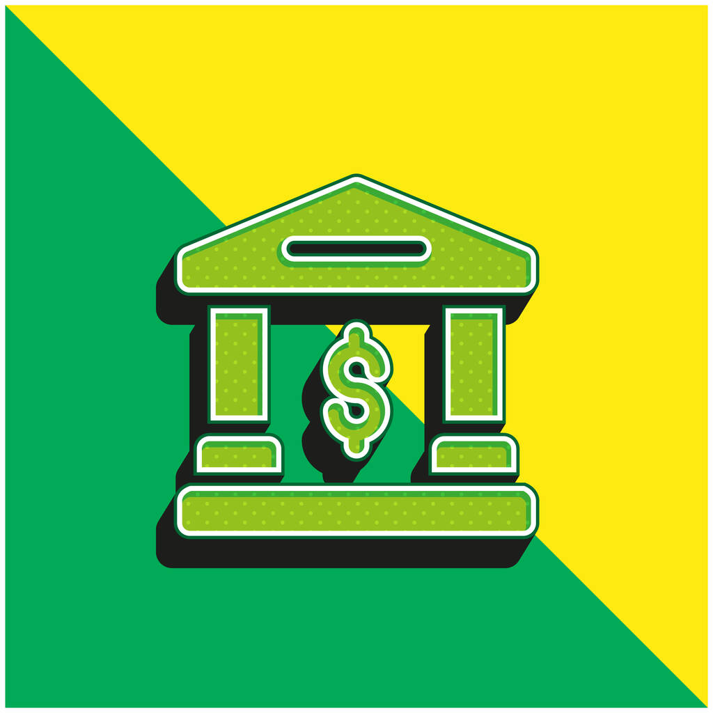 Банк Зеленый и желтый современный 3D логотип векторной иконки - Вектор,изображение