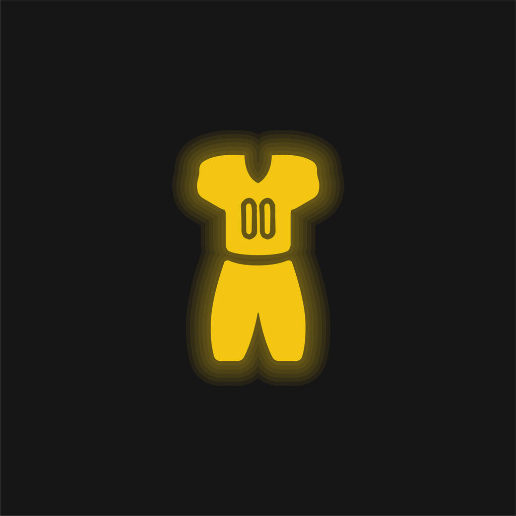 American Football Clothes icono de neón brillante amarillo - Vector, imagen