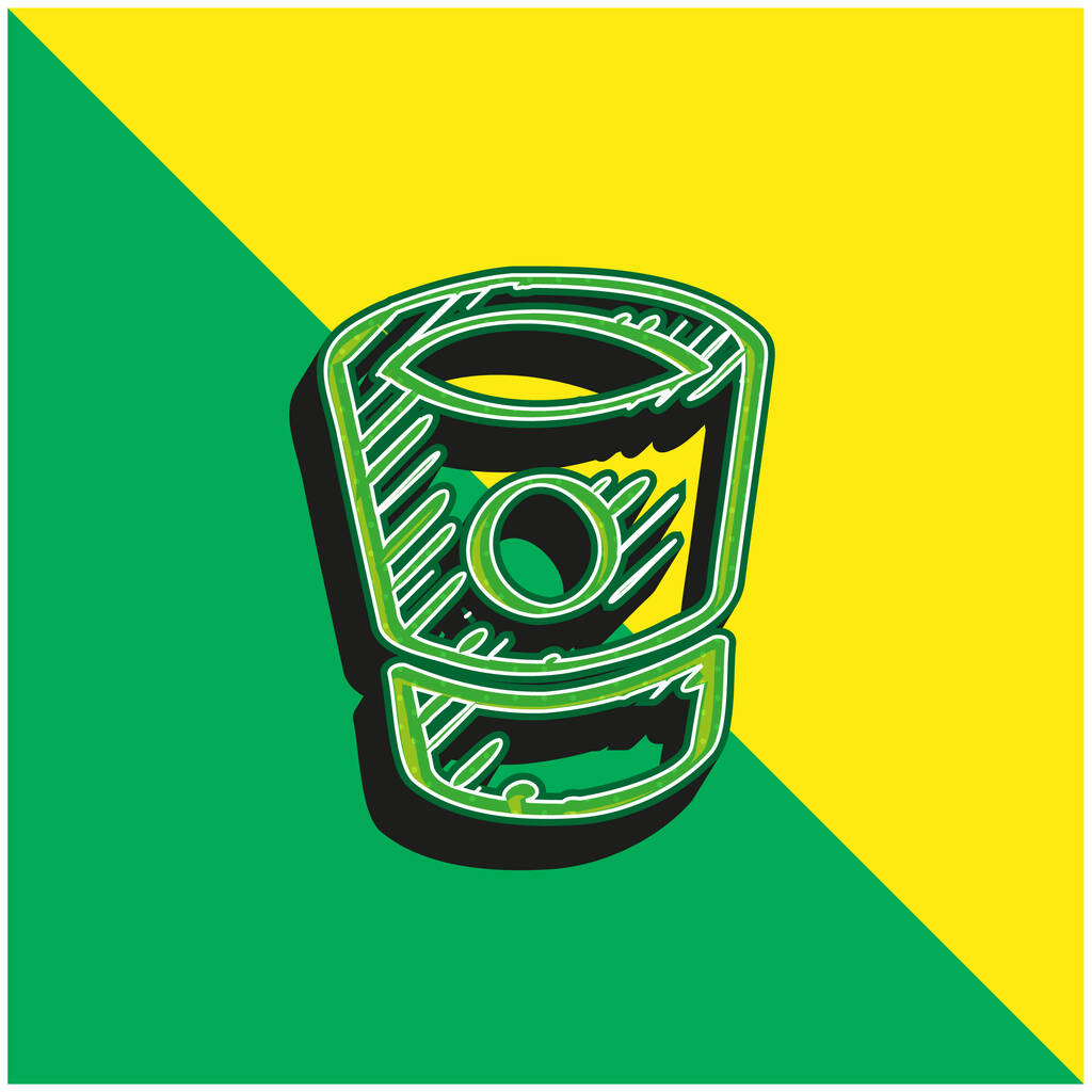 Bitbucket Sketched Social Logo Zarys Zielony i żółty nowoczesny 3D wektor ikona logo - Wektor, obraz