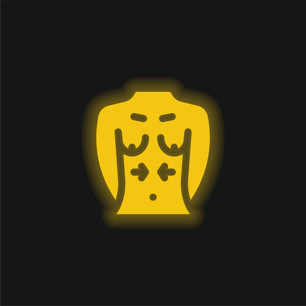 Göğüs sarısı parlak neon simgesi - Vektör, Görsel