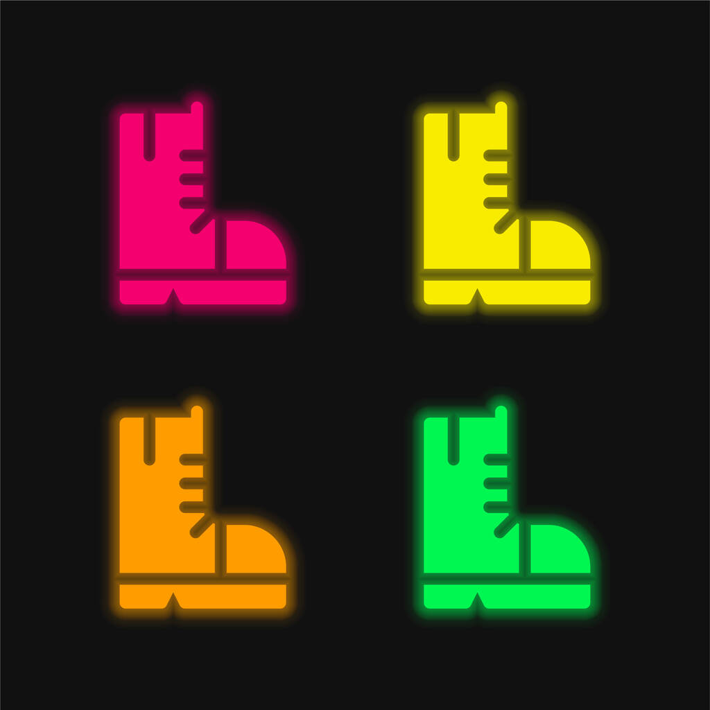 buty cztery kolor świecący neon wektor ikona - Wektor, obraz