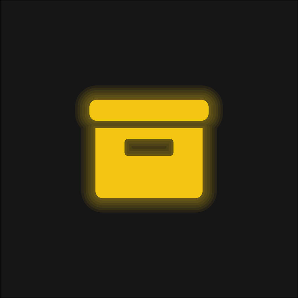 Αρχείο γεμισμένο κουτί κίτρινο λαμπερό νέον εικονίδιο - Διάνυσμα, εικόνα