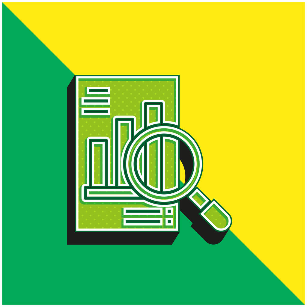 Análise Verde e amarelo moderno logotipo vetor 3d ícone - Vetor, Imagem