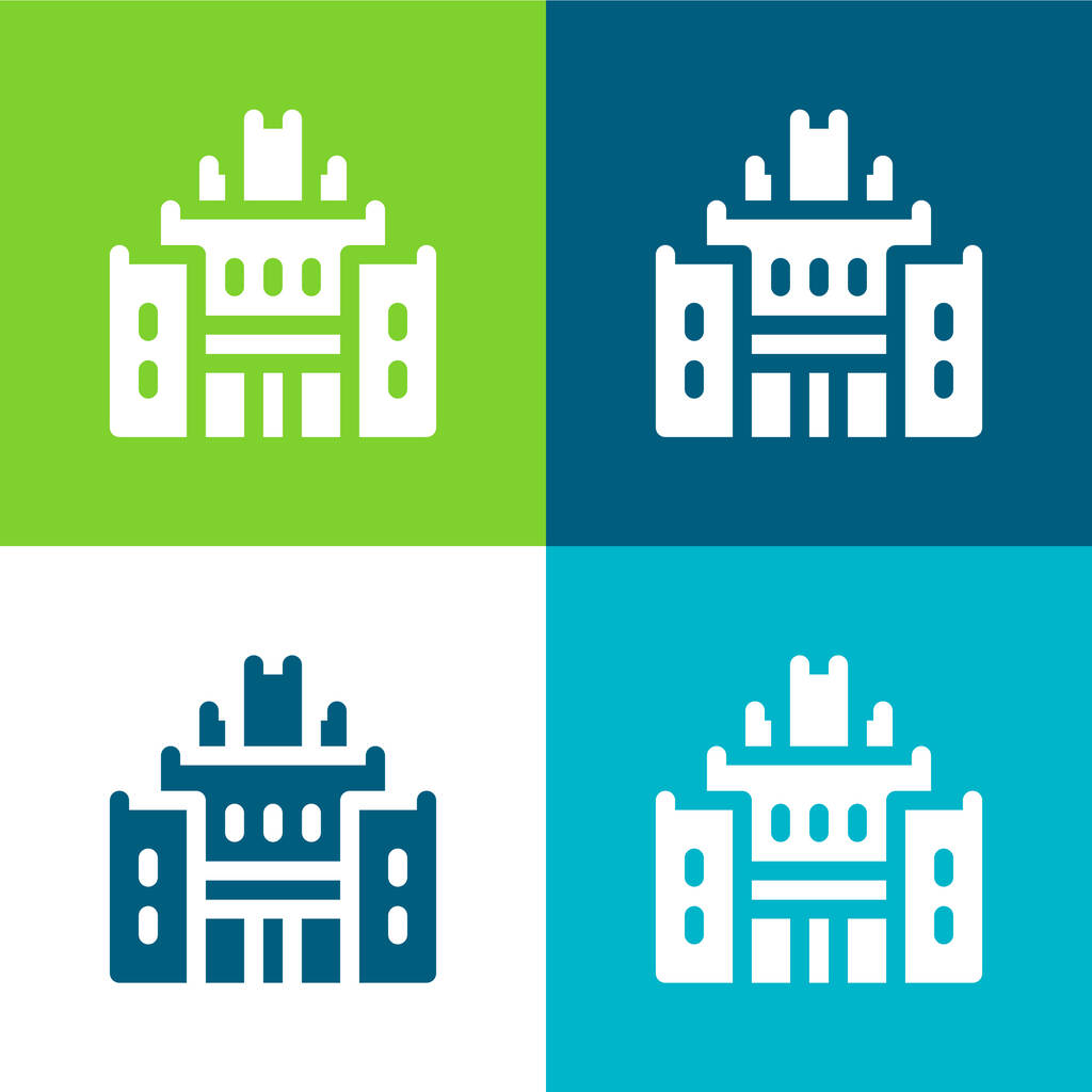African Heritage House Set di icone minime piatte a quattro colori - Vettoriali, immagini