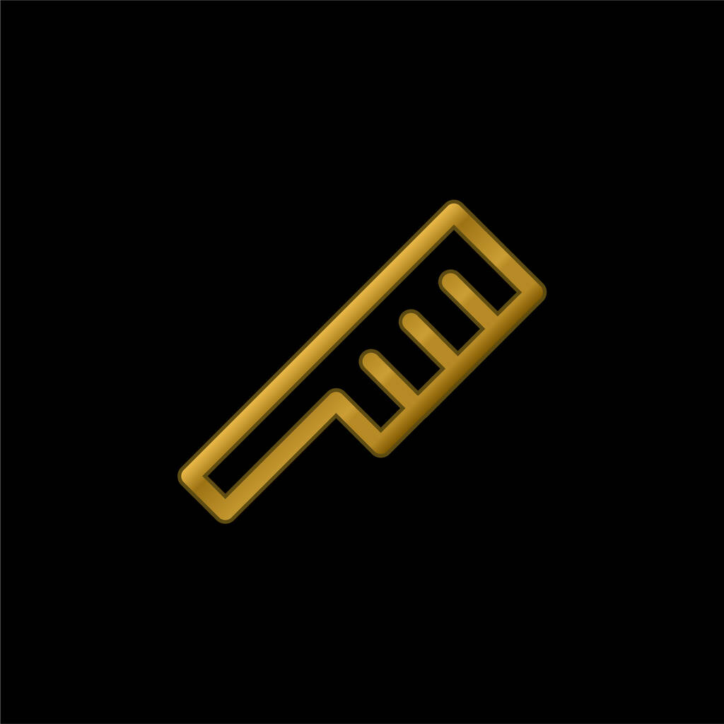 Peine angular chapado en oro icono metálico o logo vector - Vector, imagen