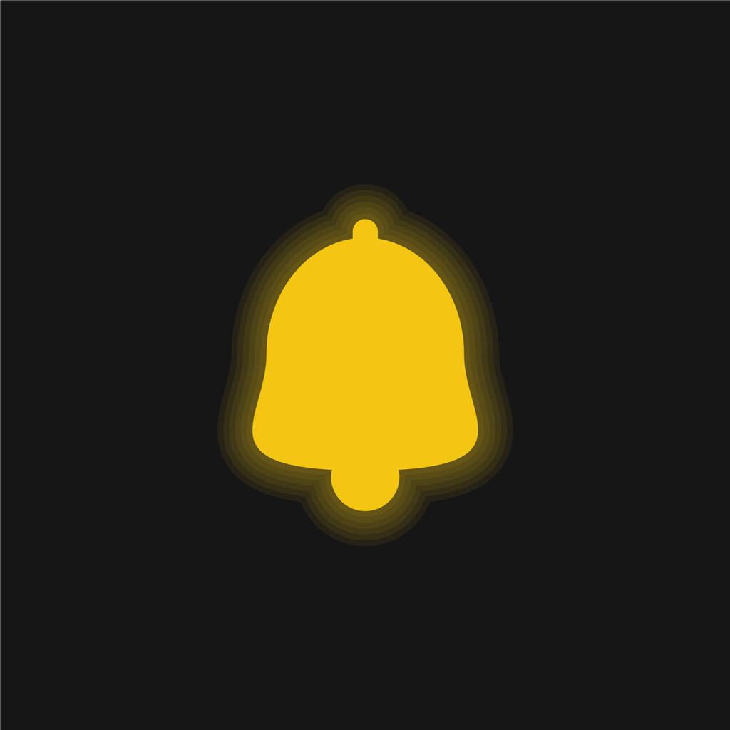 Bell sziluett sárga izzó neon ikon - Vektor, kép