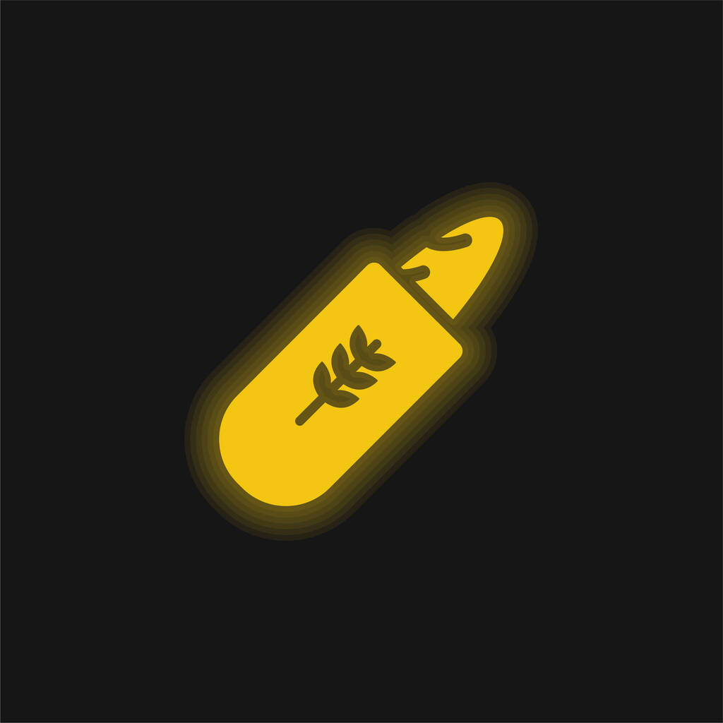 Embalagem de pão ícone de néon brilhante amarelo - Vetor, Imagem