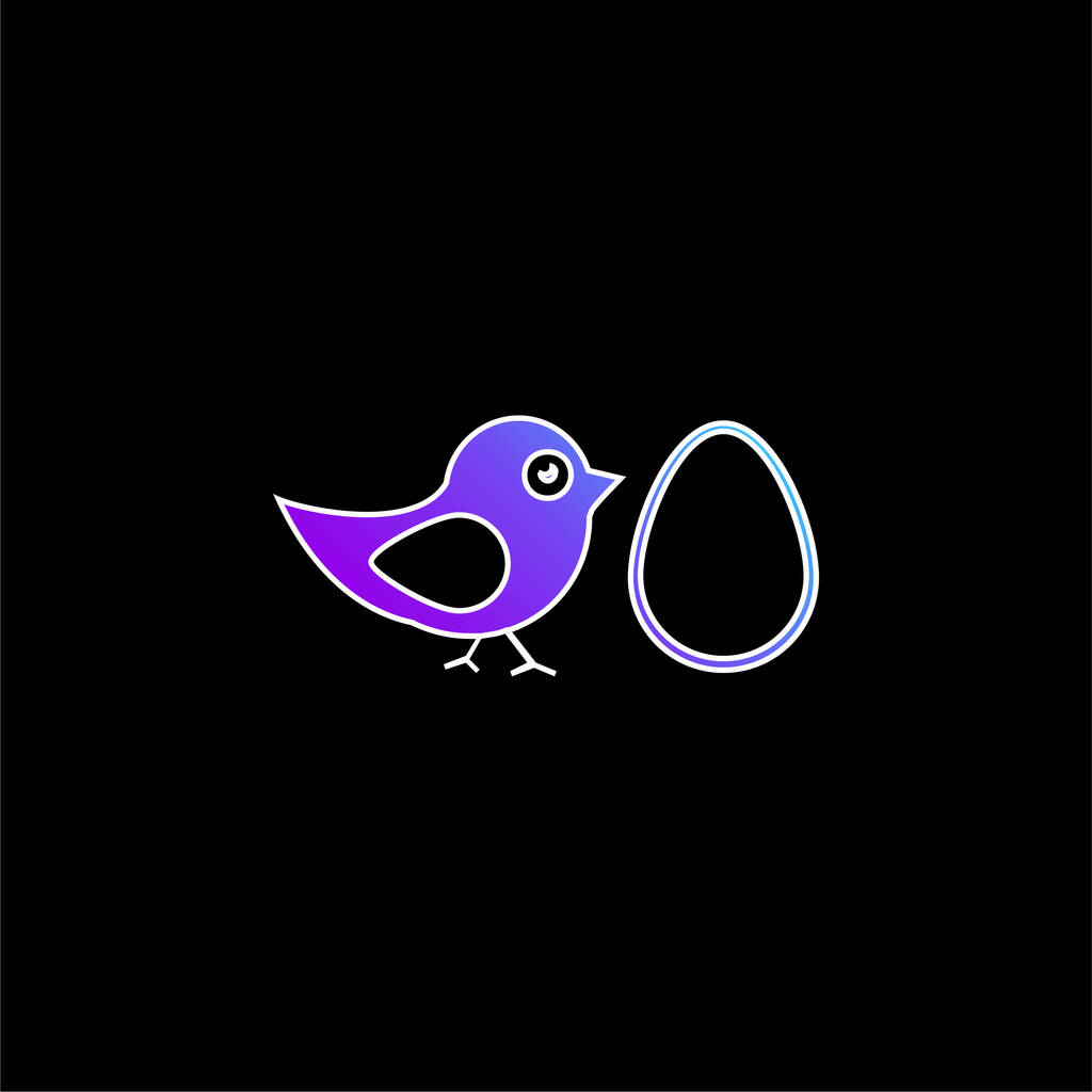 Icône vectorielle de dégradé bleu oiseau et oeuf - Vecteur, image