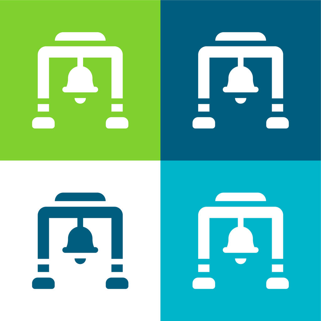 Bell Tower Flat four color minimal icon set - Vector, Image