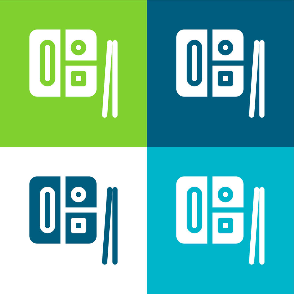 Bento Set icona minimale a quattro colori Flat - Vettoriali, immagini