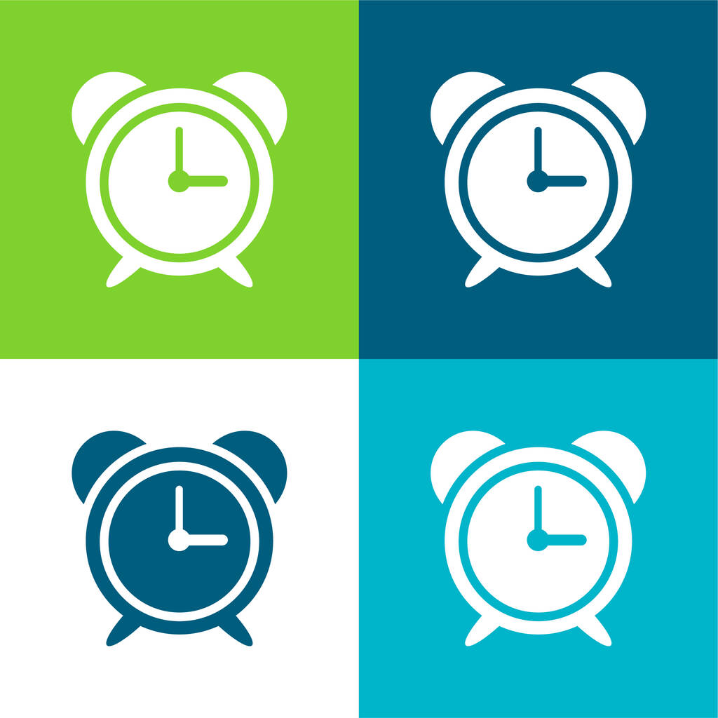 Reloj despertador grande Plano de cuatro colores mínimo icono conjunto - Vector, Imagen
