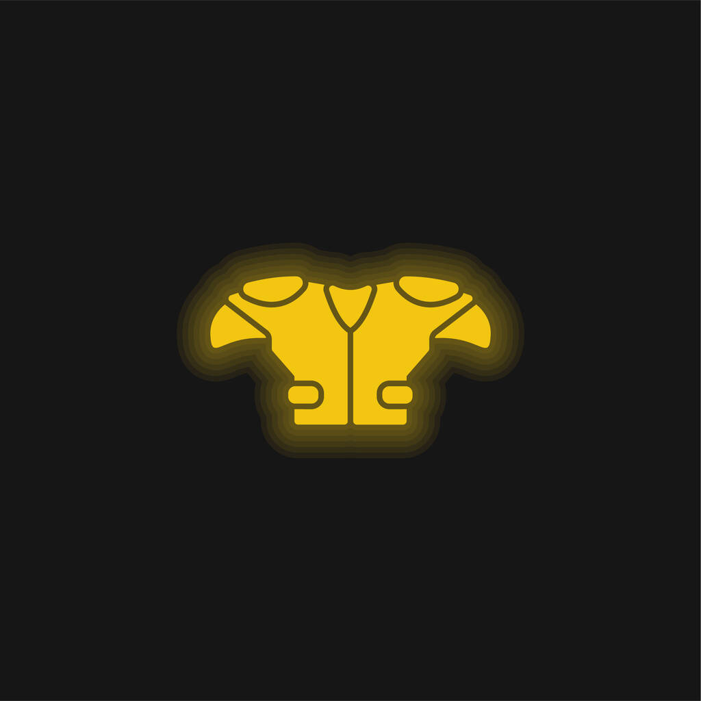 American Football Player camiseta negra paño amarillo brillante icono de neón - Vector, Imagen
